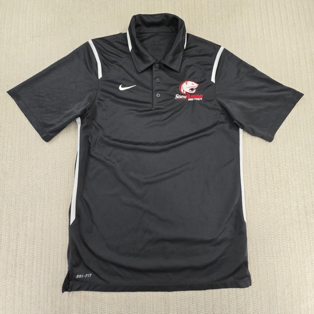 Nike South Alabama Jaguars Polo Shirt Mens Medium Black Music Band Faculty